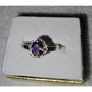 Silver purple stone ring